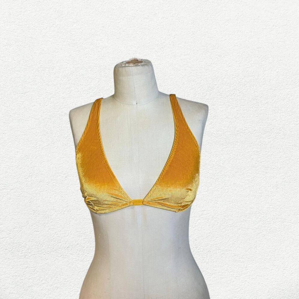 Anthropologie Free People Intimately Ribbed Lace Bralette in Golden Yellow